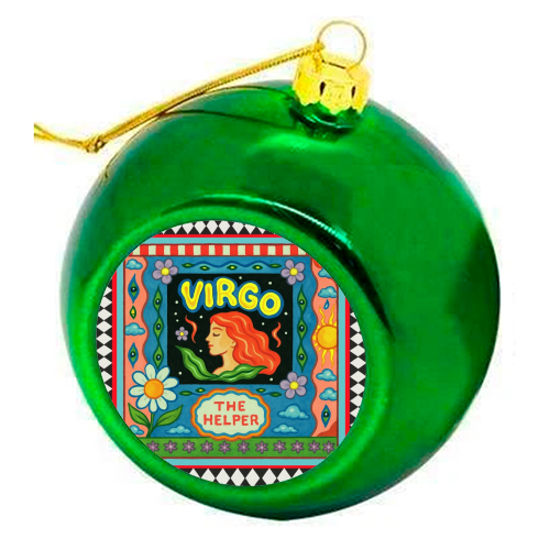 Virgo star sign - colourful christmas bauble by Wallace Elizabeth