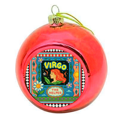 Virgo star sign - colourful christmas bauble by Wallace Elizabeth