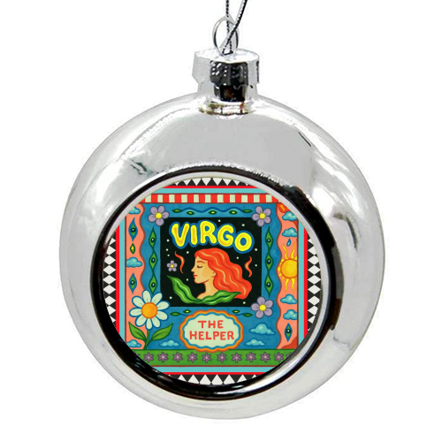 Virgo star sign - colourful christmas bauble by Wallace Elizabeth