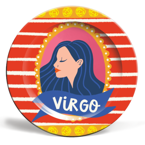 Virgo Star Sign Zodiac Astrology Illustration Design - ceramic dinner plate by AbiGoLucky