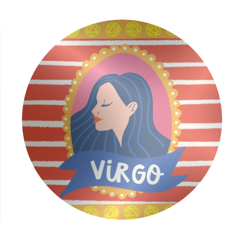 Virgo Star Sign Zodiac Astrology Illustration Design - Circle Sticker by AbiGoLucky