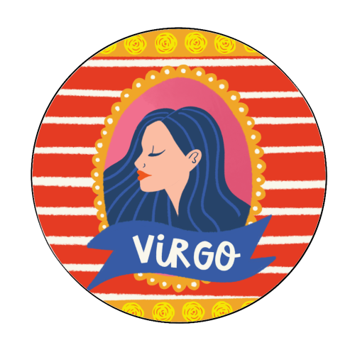 Virgo Star Sign Zodiac Astrology Illustration Design - Circle Sticker by AbiGoLucky