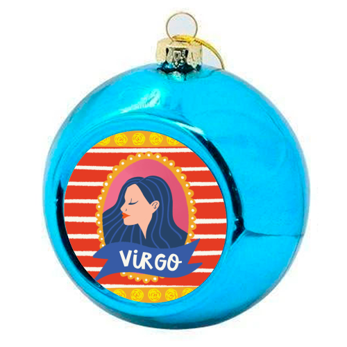 Virgo Star Sign Zodiac Astrology Illustration Design - colourful christmas bauble by AbiGoLucky