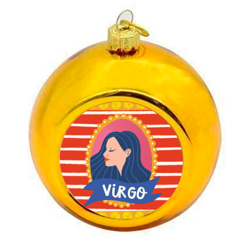 Virgo Star Sign Zodiac Astrology Illustration Design - colourful christmas bauble by AbiGoLucky