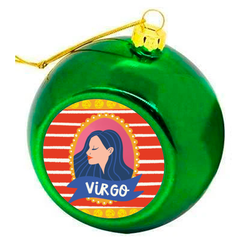 Virgo Star Sign Zodiac Astrology Illustration Design - colourful christmas bauble by AbiGoLucky