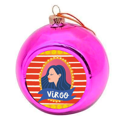 Virgo Star Sign Zodiac Astrology Illustration Design - colourful christmas bauble by AbiGoLucky