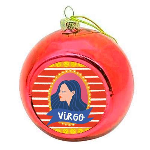 Virgo Star Sign Zodiac Astrology Illustration Design - colourful christmas bauble by AbiGoLucky