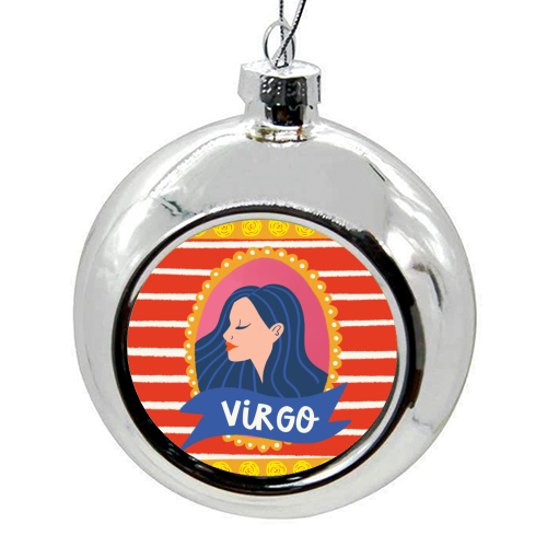 Virgo Star Sign Zodiac Astrology Illustration Design - colourful christmas bauble by AbiGoLucky