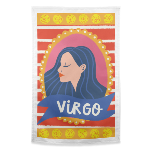 Virgo Star Sign Zodiac Astrology Illustration Design - funny tea towel by AbiGoLucky