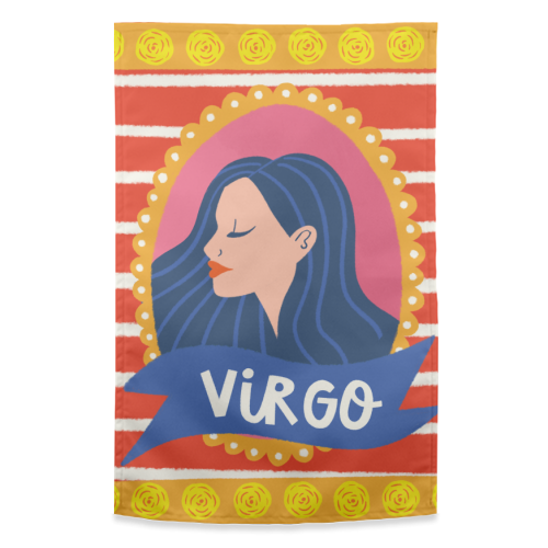 Virgo Star Sign Zodiac Astrology Illustration Design - funny tea towel by AbiGoLucky