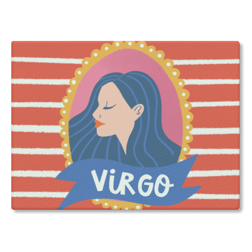 Virgo Star Sign Zodiac Astrology Illustration Design - glass chopping board by AbiGoLucky