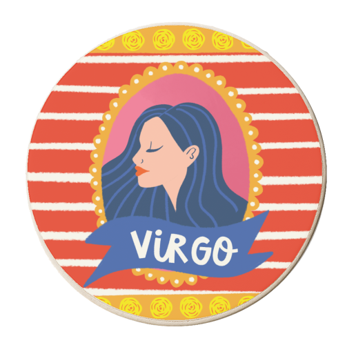 Virgo Star Sign Zodiac Astrology Illustration Design - personalised beer coaster by AbiGoLucky