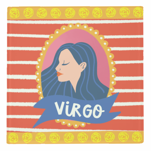 Virgo Star Sign Zodiac Astrology Illustration Design - personalised beer coaster by AbiGoLucky