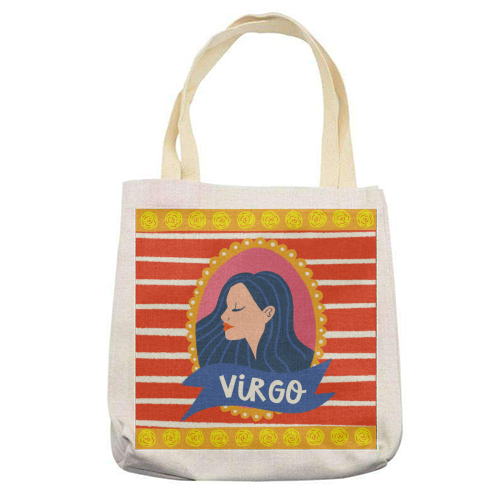 Virgo Star Sign Zodiac Astrology Illustration Design - printed canvas tote bag by AbiGoLucky