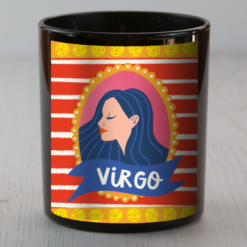 Virgo Star Sign Zodiac Astrology Illustration Design - scented candle by AbiGoLucky