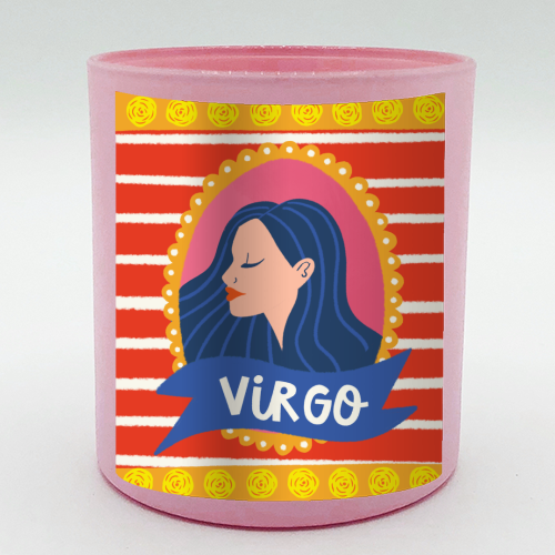 Virgo Star Sign Zodiac Astrology Illustration Design - scented candle by AbiGoLucky