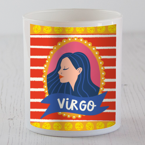 Virgo Star Sign Zodiac Astrology Illustration Design - scented candle by AbiGoLucky