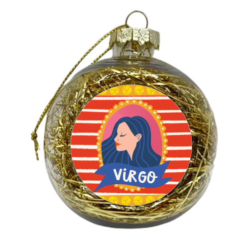 Virgo Star Sign Zodiac Astrology Illustration Design - xmas bauble by AbiGoLucky
