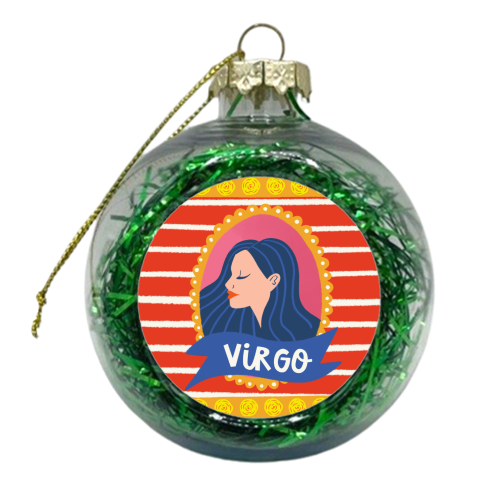 Virgo Star Sign Zodiac Astrology Illustration Design - xmas bauble by AbiGoLucky