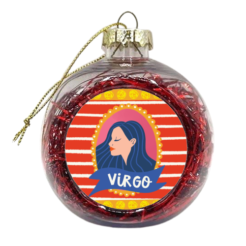 Virgo Star Sign Zodiac Astrology Illustration Design - xmas bauble by AbiGoLucky