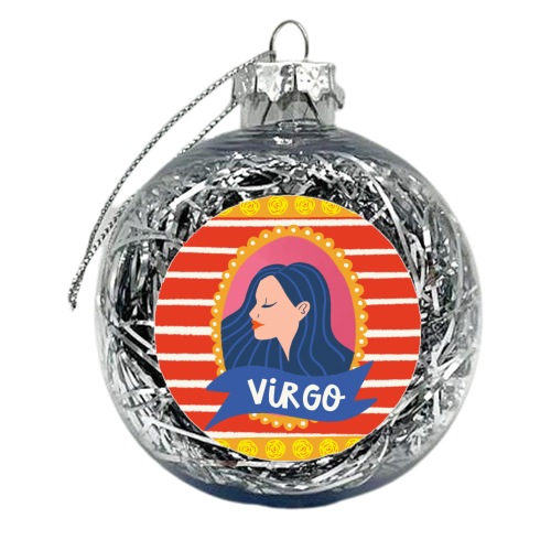 Virgo Star Sign Zodiac Astrology Illustration Design - xmas bauble by AbiGoLucky