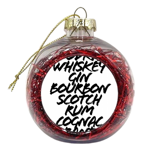 Vodka Whiskey Gin Bourbon Scotch Rum Cognac Brandy Bar Cart Grunge Caps - xmas bauble by Toni Scott
