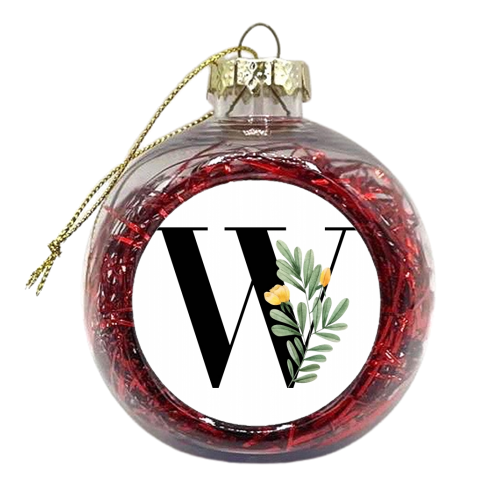 W Floral Letter Initial - xmas bauble by Toni Scott