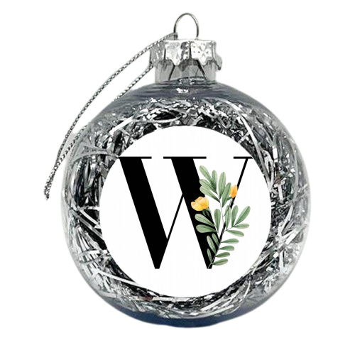 W Floral Letter Initial - xmas bauble by Toni Scott