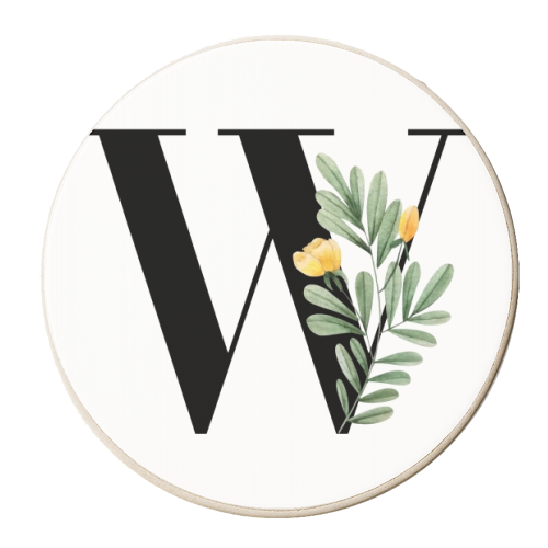 W Floral Letter Initial - personalised beer coaster by Toni Scott