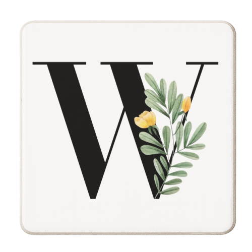 W Floral Letter Initial - personalised beer coaster by Toni Scott