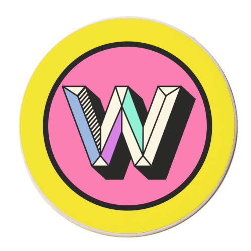 W - Personalised Colourful Bold Letter Design - personalised beer coaster by AbiGoLucky