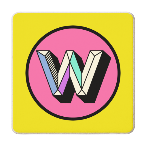 W - Personalised Colourful Bold Letter Design - personalised beer coaster by AbiGoLucky
