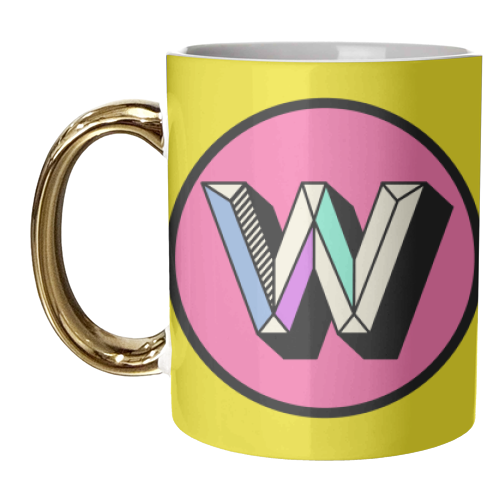 W - Personalised Colourful Bold Letter Design - unique mug by AbiGoLucky