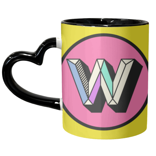 W - Personalised Colourful Bold Letter Design - unique mug by AbiGoLucky
