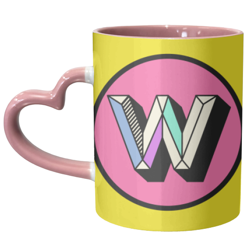 W - Personalised Colourful Bold Letter Design - unique mug by AbiGoLucky