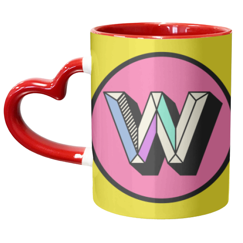 W - Personalised Colourful Bold Letter Design - unique mug by AbiGoLucky