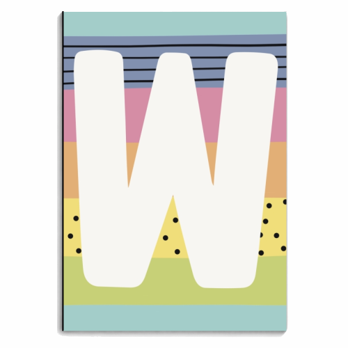 W -rainbow stripe personalised letter - personalised A4, A5, A6 notebook by Giddy Kipper