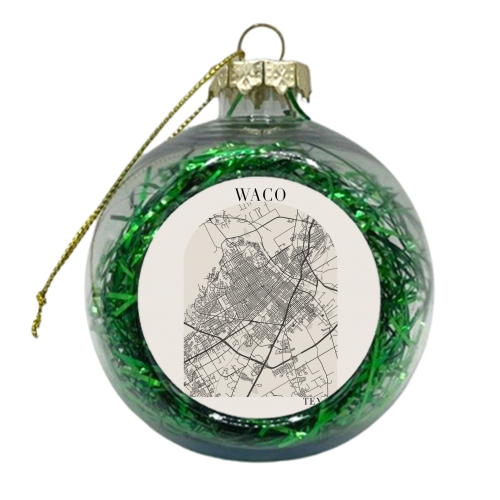 Waco Texas Boho Arch Full Beige Color Street Map - xmas bauble by Toni Scott