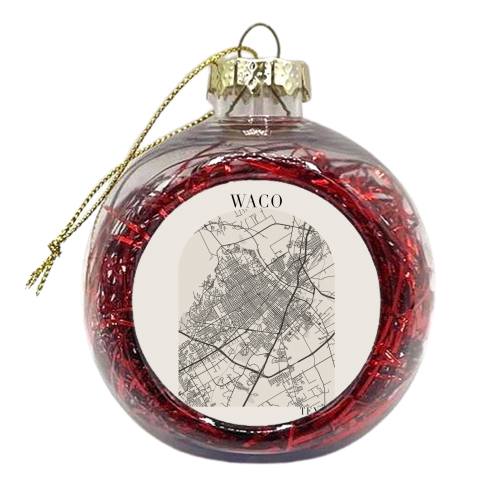 Waco Texas Boho Arch Full Beige Color Street Map - xmas bauble by Toni Scott
