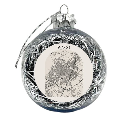 Waco Texas Boho Arch Full Beige Color Street Map - xmas bauble by Toni Scott