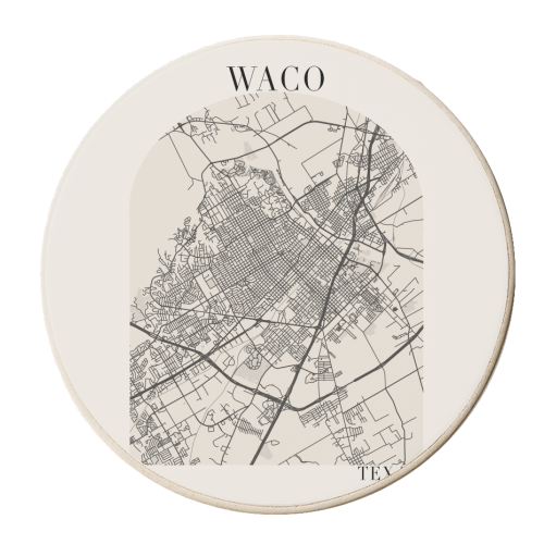 Waco Texas Boho Arch Full Beige Color Street Map - personalised beer coaster by Toni Scott
