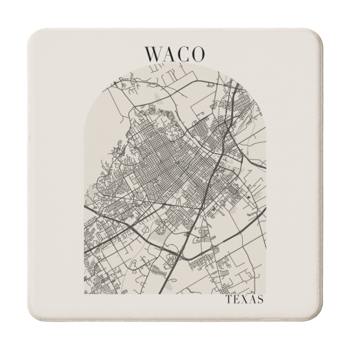Waco Texas Boho Arch Full Beige Color Street Map - personalised beer coaster by Toni Scott