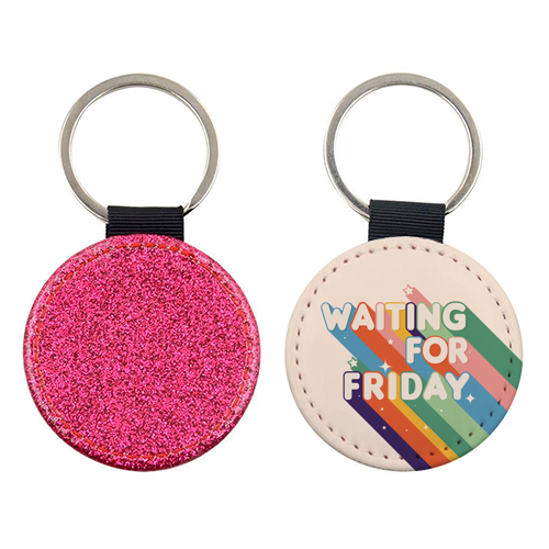Waiting For Friday Retro Art - keyring by Ania Wieclaw
