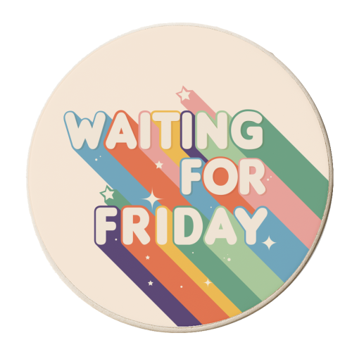 Waiting For Friday Retro Art - personalised beer coaster by Ania Wieclaw