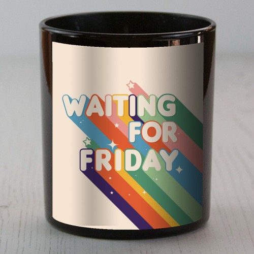 Waiting For Friday Retro Art - scented candle by Ania Wieclaw