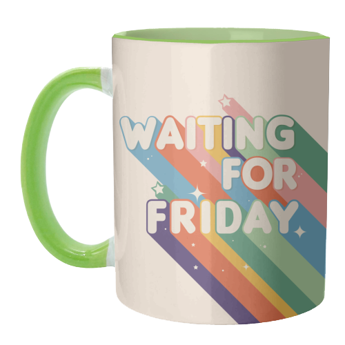 Waiting For Friday Retro Art - unique mug by Ania Wieclaw
