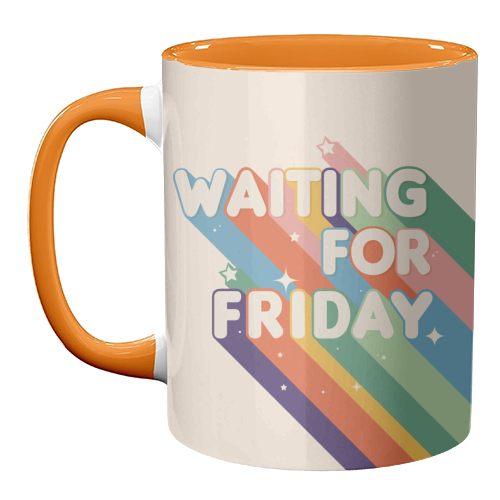 Waiting For Friday Retro Art - unique mug by Ania Wieclaw