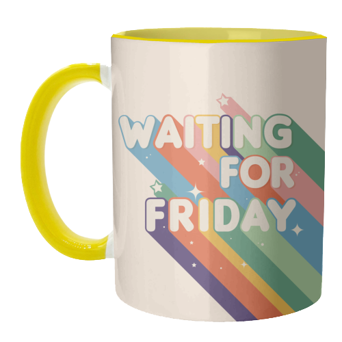 Waiting For Friday Retro Art - unique mug by Ania Wieclaw