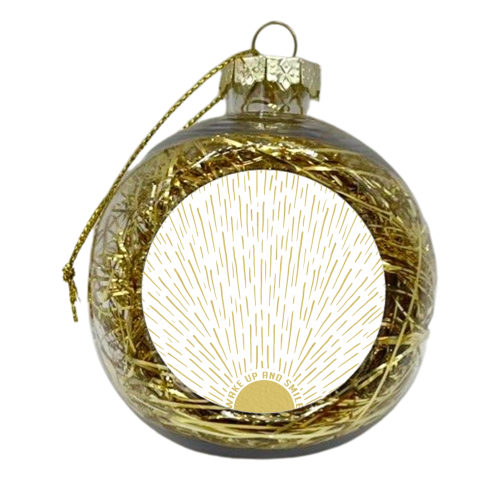 Wake Up And Smile / Gold White Sun Sunrise Sunshine - xmas bauble by InspiredImages