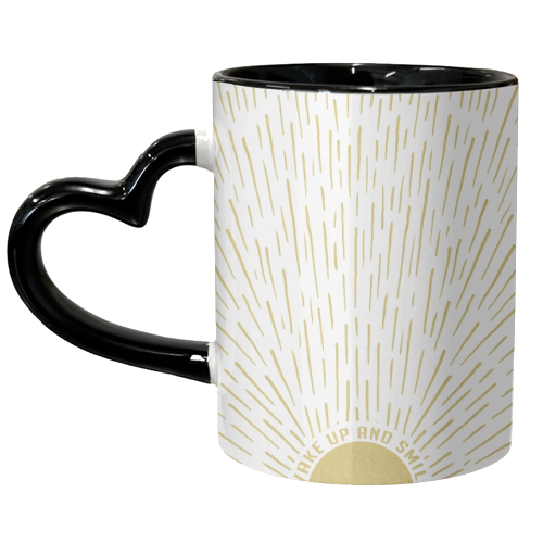 Wake Up And Smile / Gold White Sun Sunrise Sunshine - unique mug by InspiredImages